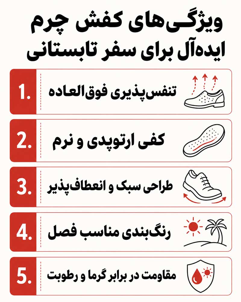 ویژگی های کفش تابستانی چرم